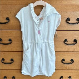White Hooded Zip-Up Romper
